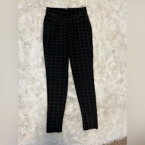 Black Plaid Stretchy Pants/Dressy Leggings